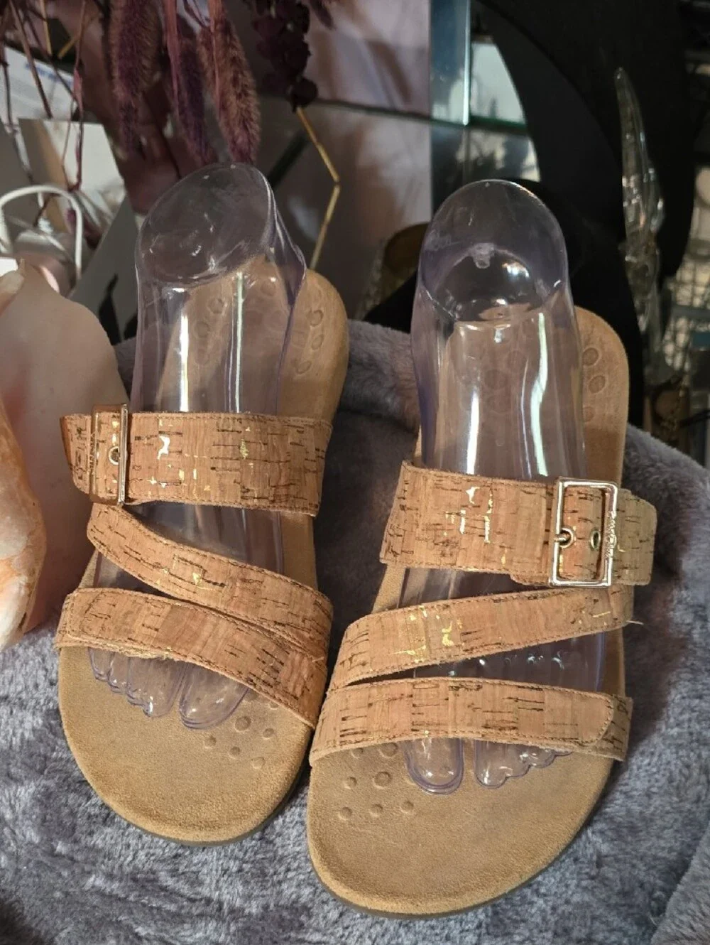 Vionic Slide Sandal w/ Touch of Gold Flecks & Textured Sole